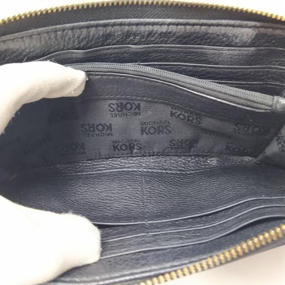 Michael Kors Black Leather Logo Zip Around Credit Card Long Wallet - Picture 15 of 16